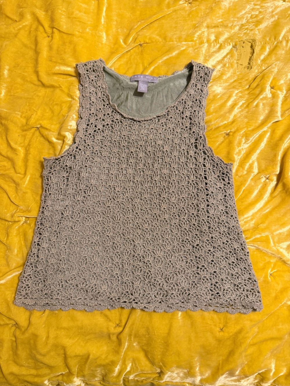 Kate Hill Crochet Swim Coverup Tank in Taupe